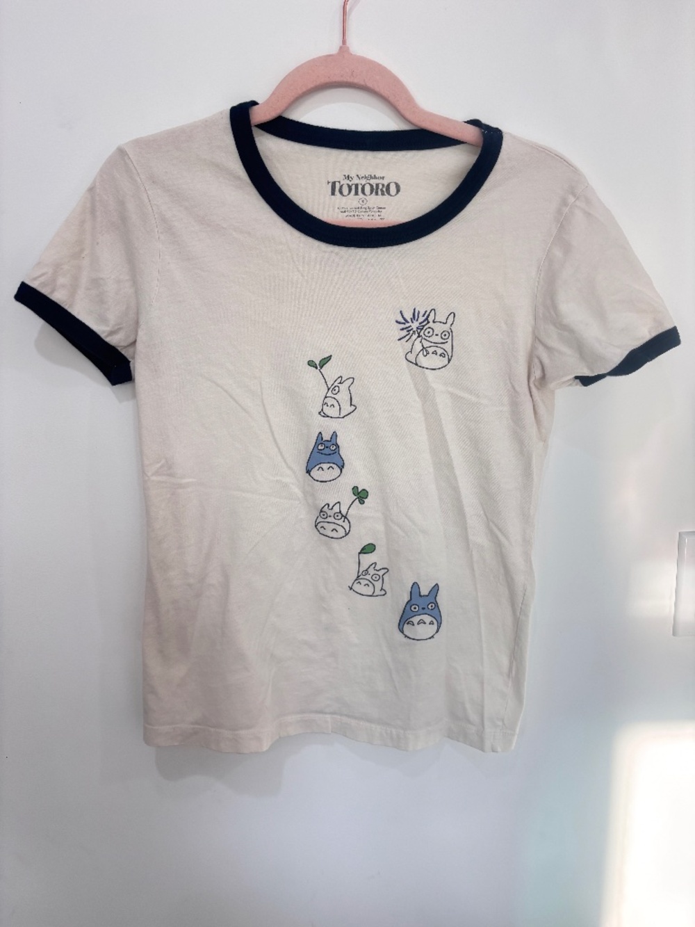Studio Ghibli My Neighbor Totoro Mini Totoros Ringer T-Shirt Cream Blue S